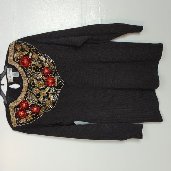 Vintage Sweater with 3-D Floral Beading - Picture 1 of 6